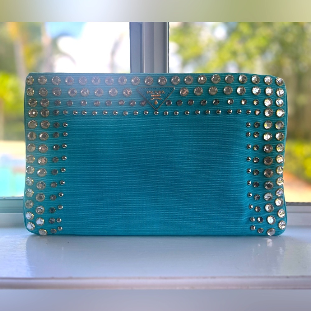 Prestine Authentic Prada Canvas Clutch Bag LOWEST PRICE
ON MARKET/W CARD